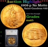 1908-p Saint-Gaudens $20 Gold Graded ms65 By SEGS