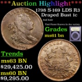 ***Auction Highlight*** 1798 S-169 LDS R3 Draped Bust Large Cent 1c Graded Unc+ BN By USCG (fc)