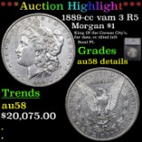 ***Auction Highlight*** 1889-cc vam 3 R5 Morgan Dollar $1 Graded au58 details By SEGS (fc)