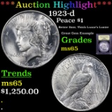 ***Auction Highlight*** 1923-d Peace Dollar $1 Graded GEM Unc By USCG (fc)