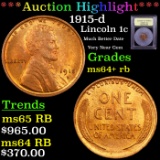 ***Auction Highlight*** 1915-d Lincoln Cent 1c Graded Choice+ Unc RB By USCG (fc)