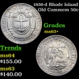 1936-d Rhode Island Old Commem Half Dollar 50c Grades Select+ Unc