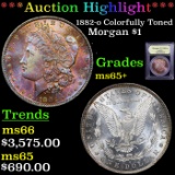 ***Auction Highlight*** 1882-o Colorfully Toned Morgan Dollar $1 Graded GEM+ Unc By USCG (fc)