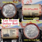 ***Auction Highlight*** Full Morgan/Peace Casino Las Vegas Horseshoe silver $1 roll $20, 1886 & 1896