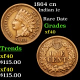 1864 cn Indian Cent 1c Grades xf