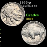 1936-p Buffalo Nickel 5c Grades Choice AU