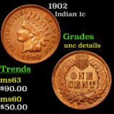 1902 Indian Cent 1c Grades Unc Details