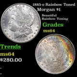 1885-o Rainbow Toned Morgan Dollar $1 Grades Choice Unc