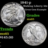 1941-p Walking Liberty Half Dollar 50c Grades GEM Unc