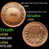 1863 Not One Cent F-242-374a Civil War Token 1c Grades vf+