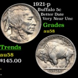 1921-p Buffalo Nickel 5c Grades Choice AU/BU Slider