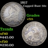 1817 Capped Bust Half Dollar 50c Grades vf+