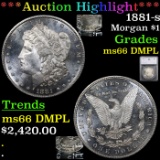 ***Auction Highlight*** 1881-s Morgan Dollar $1 Graded ms66 DMPL By SEGS (fc)