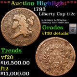 ***Auction Highlight*** 1793 Liberty Cap half cent 1/2c Graded vf20 details By SEGS (fc)