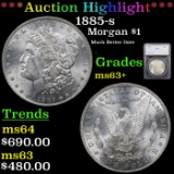 ***Auction Highlight*** 1885-s Morgan Dollar $1 Graded ms63+ By SEGS (fc)