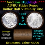 ***Auction Highlight*** AU/BU Slider Shotgun Nevada Invest & Trust Co Peace $1 Roll 1923 & P Ends Vi