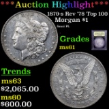 ***Auction Highlight*** 1879-s Rev '78 Top 100 Morgan Dollar $1 Graded BU+ By USCG (fc)