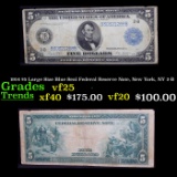 1914 $5 Large Size Blue Seal Federal Reserve Note, New York, NY 2-B Grades vf+