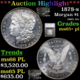 ***Auction Highlight*** 1878-s Morgan Dollar $1 Graded ms65+ pl By SEGS (fc)