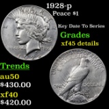 1928-p Peace Dollar $1 Grades xf45 details