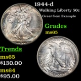 1944-d Walking Liberty Half Dollar 50c Grades GEM Unc