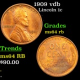 1909 vdb Lincoln Cent 1c Grades Choice Unc RB