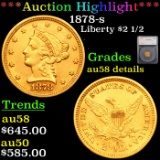 ***Auction Highlight*** 1878-s Gold Liberty Quarter Eagle $2 1/2 Graded au58 details By SEGS (fc)