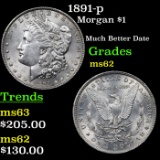 1891-p Morgan Dollar $1 Grades Select Unc