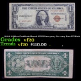 1935A $1 Silver Certificate Hawaii WWII Emergency Currency Rare PC Block Grades vf, very fine