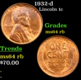 1932-d Lincoln Cent 1c Grades Choice Unc RB