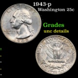 1943-p Washington Quarter 25c Grades Unc Details