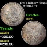 1904-o Rainbow Toned Morgan Dollar $1 Grades Choice Unc