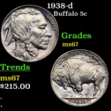 1938-d Buffalo Nickel 5c Grades GEM++ Unc