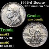 1936-d Boone Old Commem Half Dollar 50c Grades Unc Details