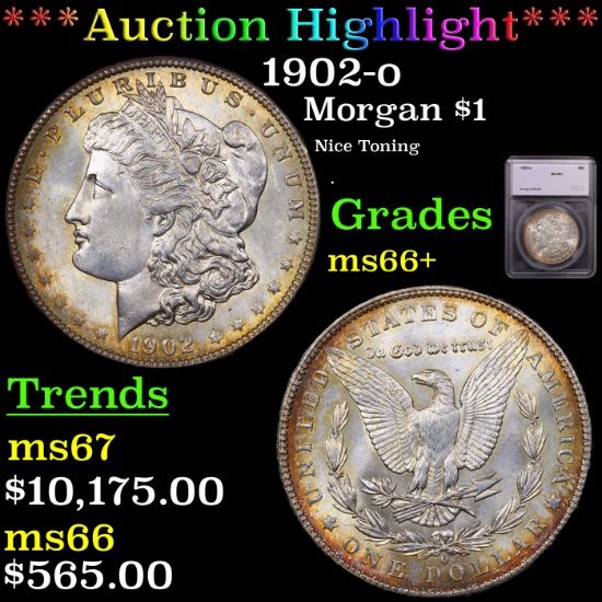 ***Auction Highlight*** 1902-o Morgan Dollar $1 Graded ms66+ By SEGS (fc)