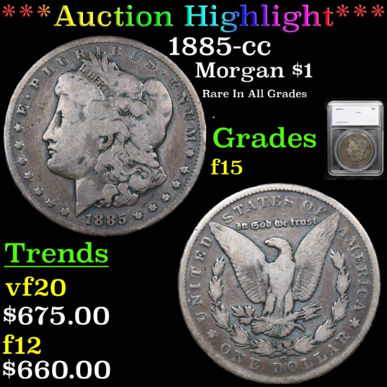 ***Auction Highlight*** 1885-cc Morgan Dollar $1 Graded f15 By SEGS (fc)