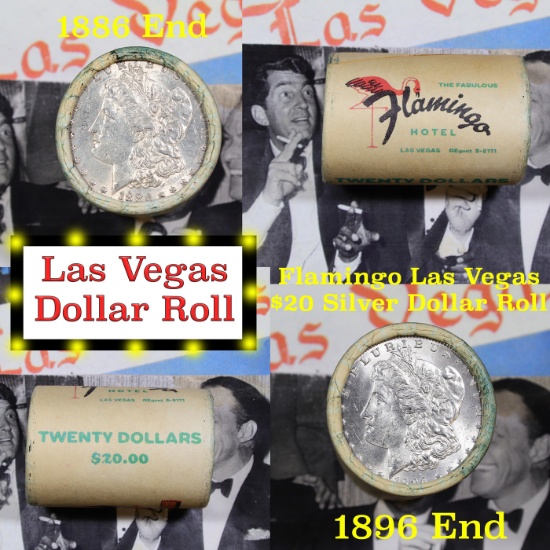 ***Auction Highlight*** Full Morgan/Peace Casino Las Vegas Flamingo silver $1 roll $20, 1886 & 1896