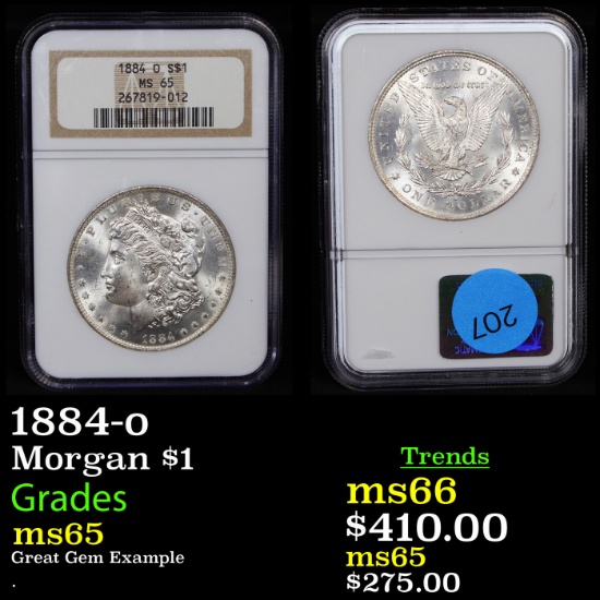 NGC 1884-o Morgan Dollar $1 Graded ms65 By NGC