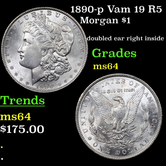 1890-p Vam 19 R5 Morgan Dollar $1 Grades Choice Unc