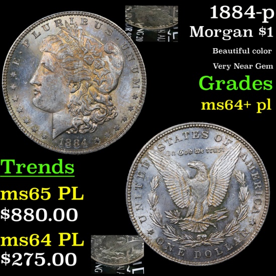 1884-p Morgan Dollar $1 Grades Choice Unc+ PL
