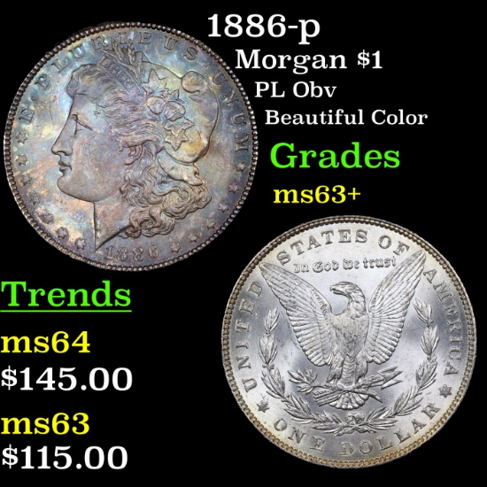 1886-p Morgan Dollar $1 Grades Select+ Unc