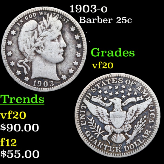 1903-o Barber Quarter 25c Grades vf, very fine