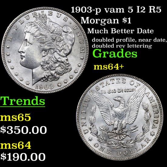 1903-p vam 5 I2 R5 Morgan Dollar $1 Grades Choice+ Unc