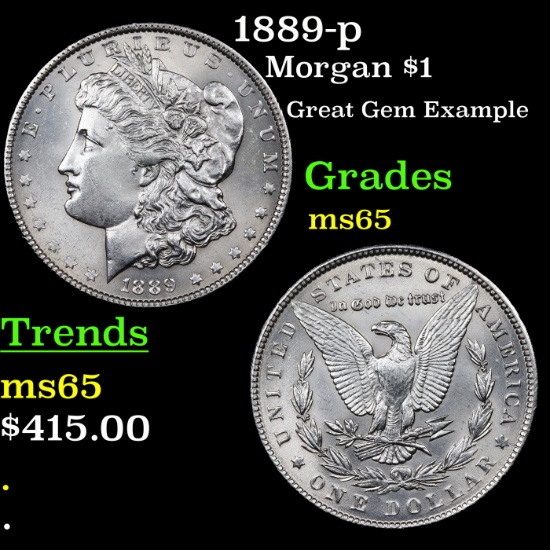 1889-p Morgan Dollar $1 Grades GEM Unc