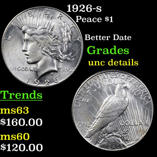 1926-s Peace Dollar $1 Grades Unc Details