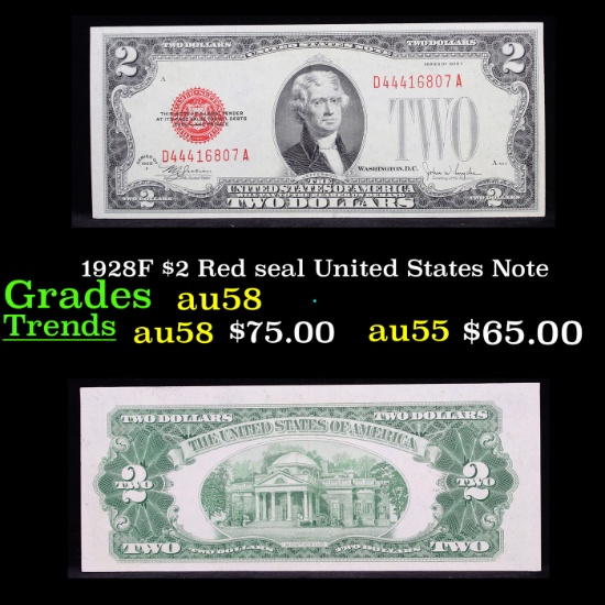 1928F $2 Red seal United States Note Grades Choice AU/BU Slider