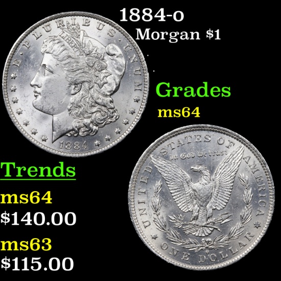1884-o Morgan Dollar $1 Grades Choice Unc