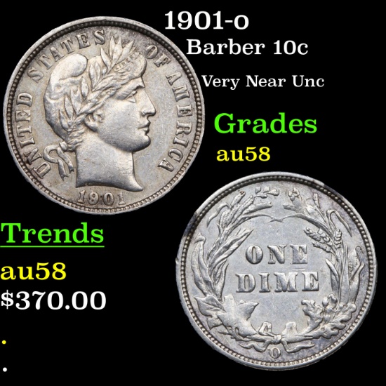 1901-o Barber Dime 10c Grades Choice AU/BU Slider