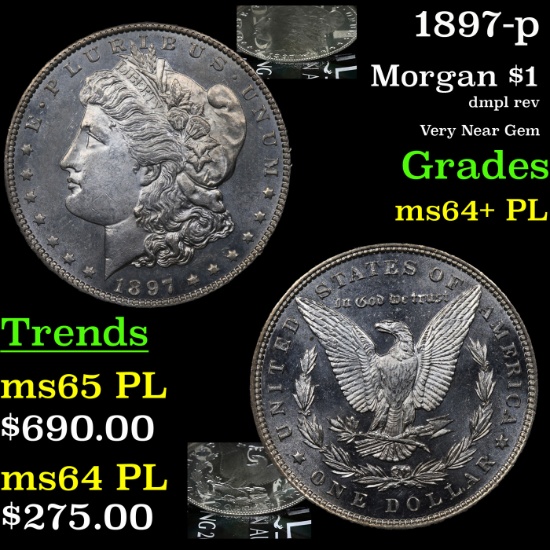 1897-p Morgan Dollar $1 Grades Choice Unc+ PL