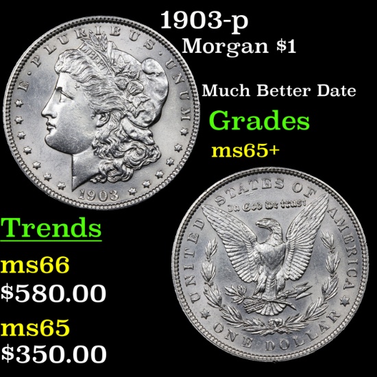 1903-p Morgan Dollar $1 Grades GEM+ Unc